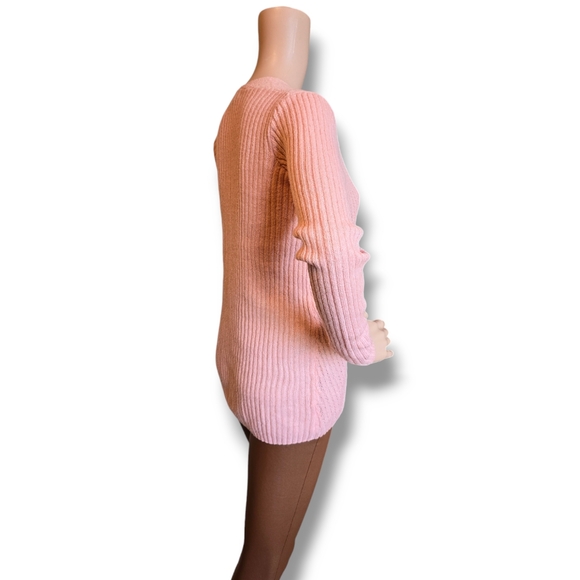 STREETWEAR SOCIETY Women's Mauve Ribbed V-neck Sweater - Picture 12 of 16